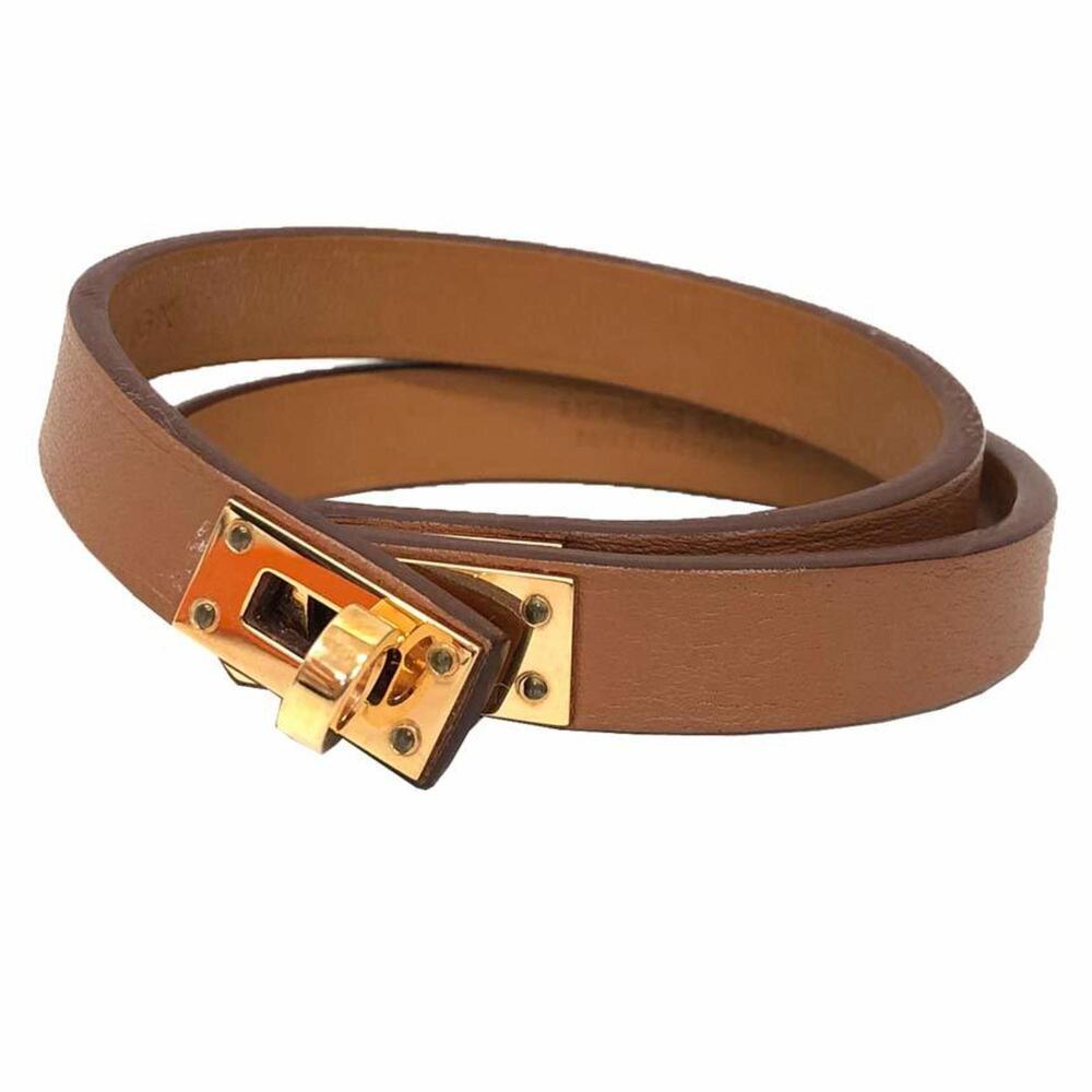 HERMES Pink Leather Charm Bracelet